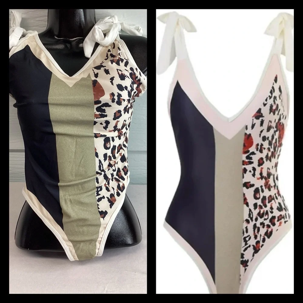 Animal print one piece swimsuit. - Picture 6 of 6